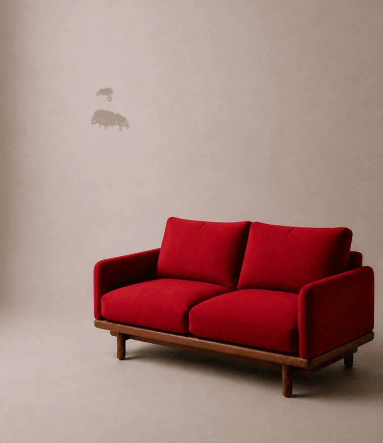 Marlow two-seater sofa upholstered in red wool