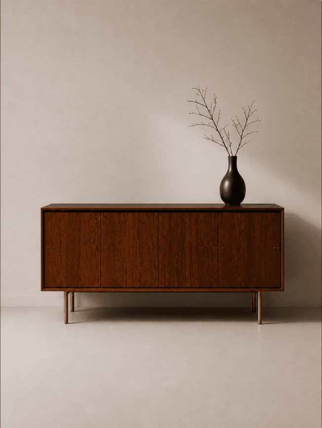 Vega sideboard in smoked oak with brass detailing